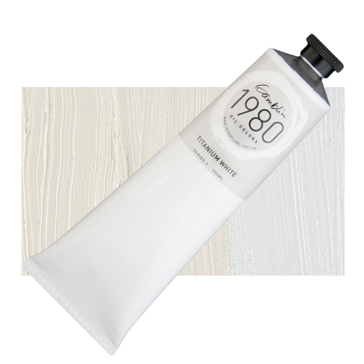 Масляная краска "Gamblin 1980" Titanium White (Белила титановые), 150 мл