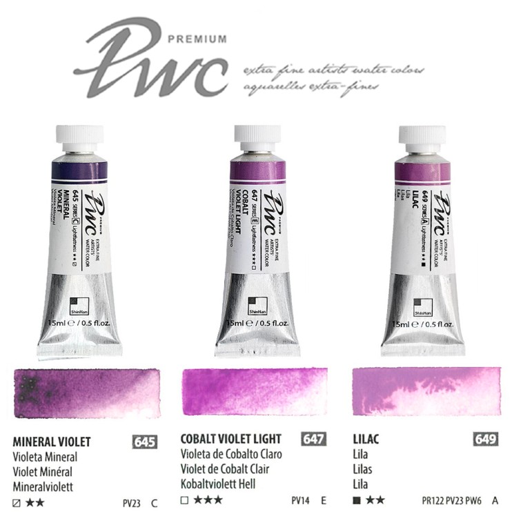 Краска акварельная SH "PWC" 3 тубы (№645, 647, 649) по 15мл
