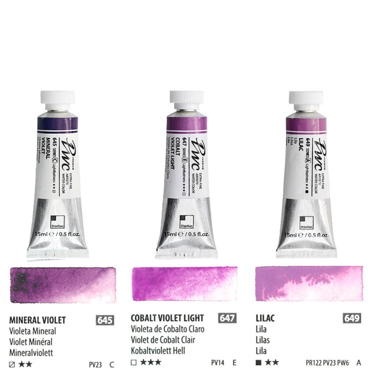 Краска акварельная SH "PWC" 3 тубы (№645, 647, 649) по 15мл