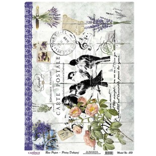 Рисовая карта для декупажа Cadence "Rice paper" 30х42см, RDP285 птицы лаванда