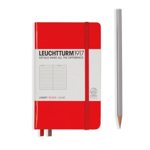Блокнот в линейку Leuchtturm1917 "Pocket" A6, 93л, 80гр/м²,твердая обложка,Красный (308998)