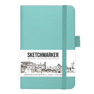 Блокнот для зарисовок Sketchmarker 9x14см, 80л,140гр/м², твердая обложка, Аквамарин