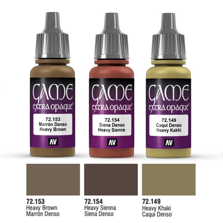 Комплект акрила Vallejo "Game Extra Opaque" 3 штуки (№149, 153, 154) по 17мл