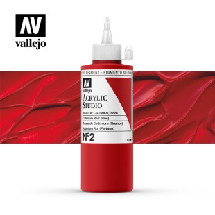 Акриловая краска Vallejo "Studio" #2 Cadmium Red (Кадмий красный), 200мл