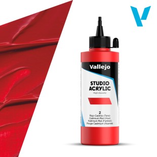 Акрил Vallejo "Studio" 2 Cadmium Red (Кадмий красный), 200мл
