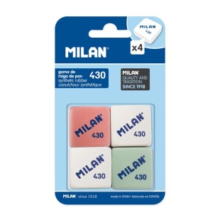 Набор ластиков каучуковых Milan "430" 4 штуки (2,8 х 2,8 х 1,3 см)