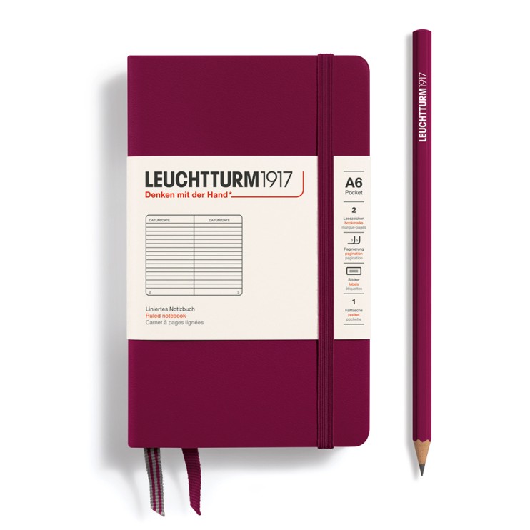 Блокнот в линейку Leuchtturm1917 "Pocket" A6, 93л, 80гр/м², твердая обложка, Красный Портвейн