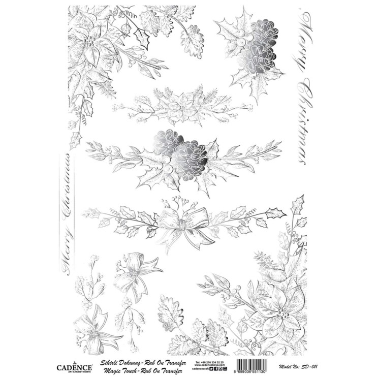 Трансфер "Magic Touch Ru-bon" 30х42см, Silver 011 пуансеттия