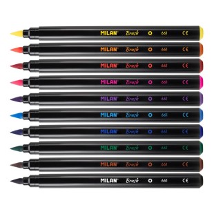 Набор фломастеров "Milan" 10 цветов в картонной упаковке (кисть наконечник)