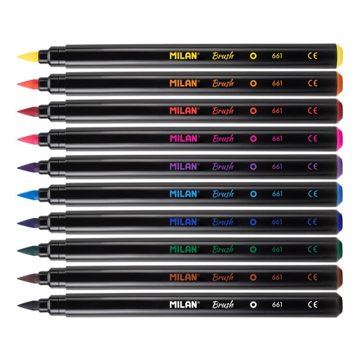 Набор фломастеров "Milan" 10 цветов в картонной упаковке (кисть наконечник) 