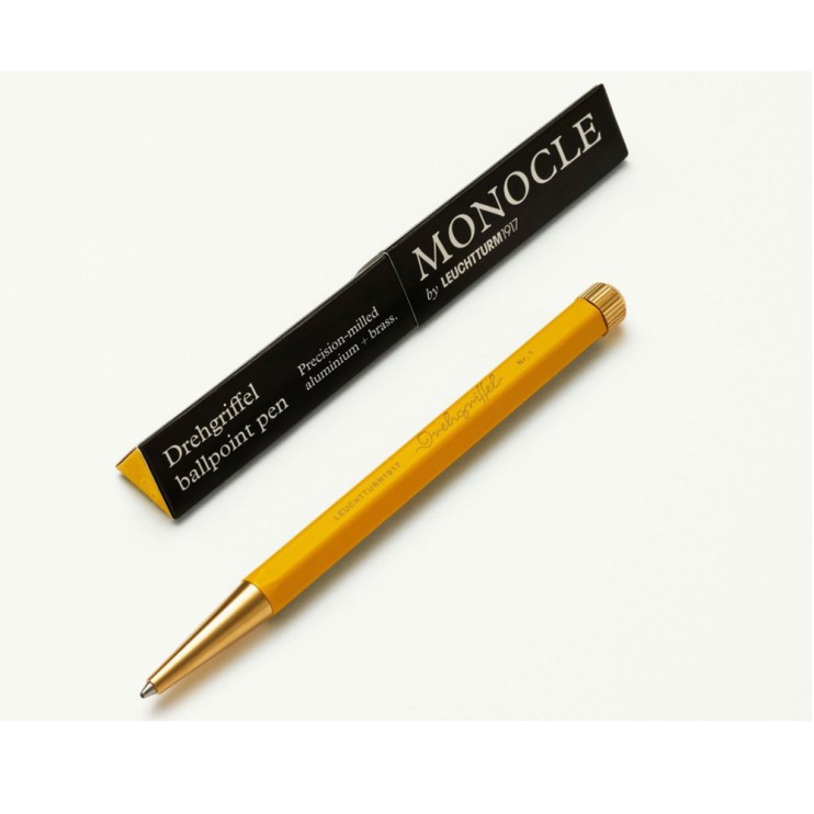 Ручка шариковая Leuchtturm "Drehgriffel Nr. 1 Monocle" чернила чёрные, корпус желтый