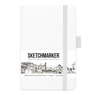 Блокнот для зарисовок Sketchmarker 9x14см, 80л,140гр/м², твердая обложка, Белый
