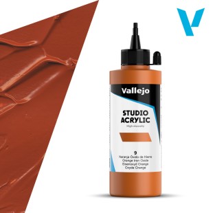 Акрил Vallejo "Studio" 9 Orange Iron Oxide (Марс оранжевый), 200мл