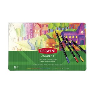 Набор цветных карандашей Derwent "Academy" 36 цветов в металлическом пенале