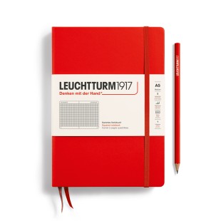 Блокнот в клетку Leuchtturm1917 "Medium" A5, 125л, 80гр/м², твердая обложка,Красный