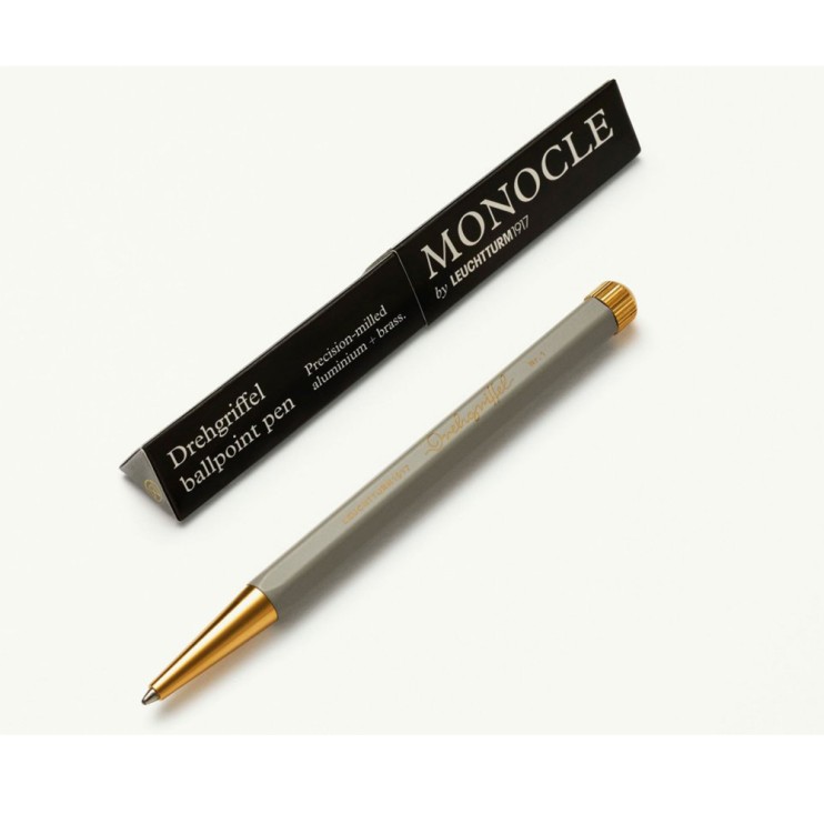Ручка шариковая Leuchtturm "Drehgriffel Nr. 1 Monocle" чернила чёрные ,корпус серый светлый