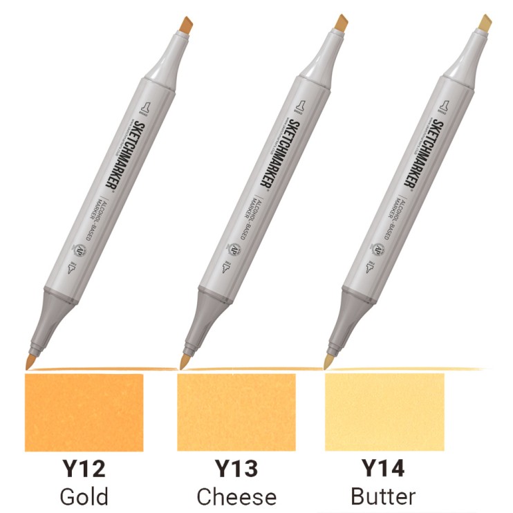 Комплект двусторонних маркеров Sketchmarker "Classic" 3 штуки (№Y12, Y13, Y14)