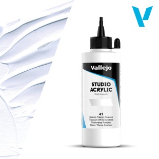 Акрил Vallejo "Studio" 41 Titanium White Anatase (Белила титановые теплые), 200мл