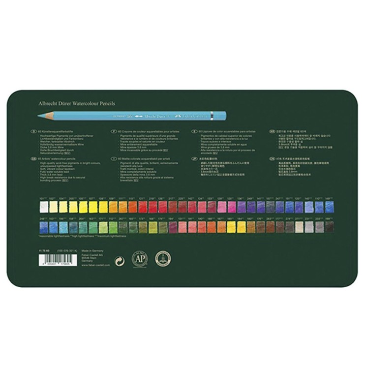 Набор акварельных карандашей Faber Castell "Albrecht Durer" 60 цветов в металлической коробке