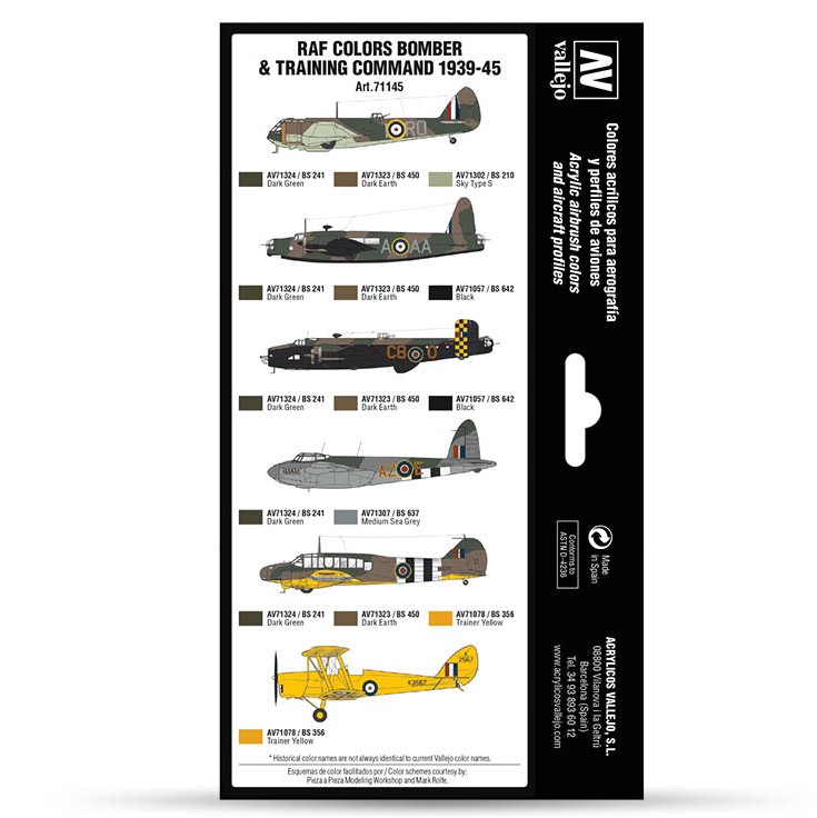 Набор 8 красок Model Air "RAF colors Bomber & Training Air Command " 71.145