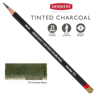 Карандаш угольный Derwent "Tinted Charcoal" TC15 Green Moss (Зеленый мох)