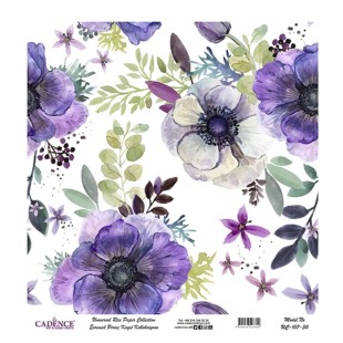 Рисовая декупажная карта Cadence "White Background" 30х30см, UC107 фиолетовый микс