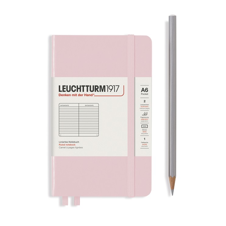 Блокнот в линейку Leuchtturm1917 "Pocket" A6, 93л, 80гр/м², твердая обложка,Розовый