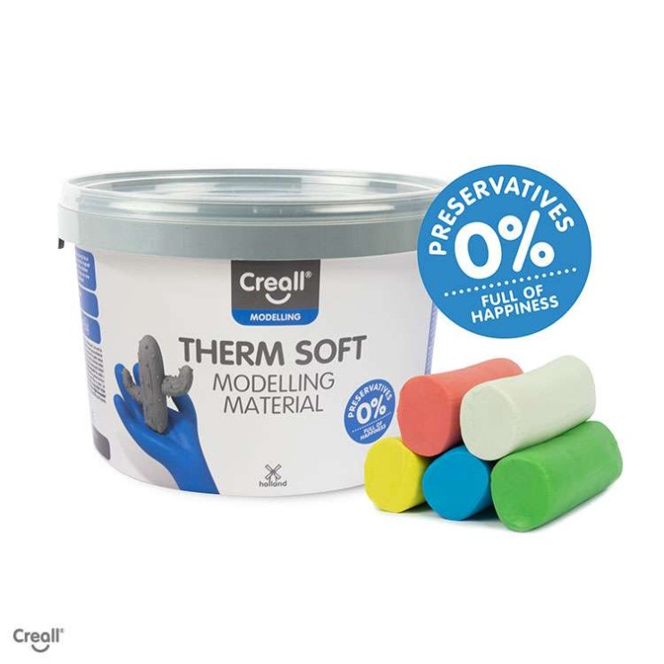 Глина полимерная для лепки Creall "Therm soft" 8 цветов в банке, 2000гр. (03018)