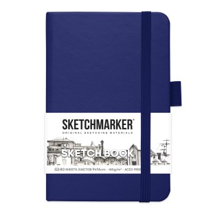 Блокнот для зарисовок Sketchmarker 9x14см, 80л,140гр/м², твердая обложка,Королевский синий