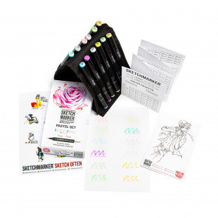 Набор маркеров Sketchmarker Brush "Pastel" 12 цветов