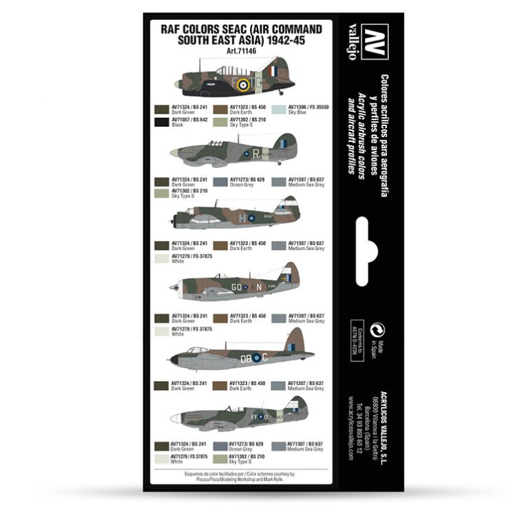 Набор 8 красок Model Air "Air Command South East Asia" 71.146