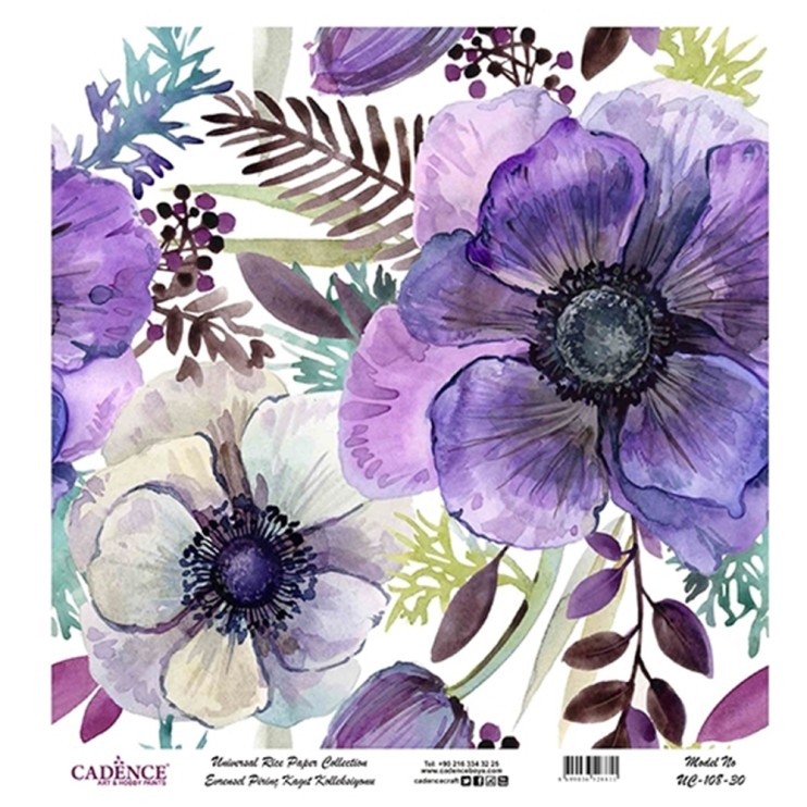 Рисовая карта "White Background" 30х30см, UC108 фиолетовый микс