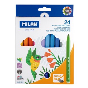 Набор фломастеров "Milan" 24 цвета в картонной упаковке (конусообразный наконечник) 