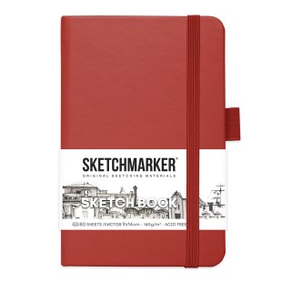 Блокнот для зарисовок Sketchmarker 9x14см, 80л,140гр/м², твердая обложка, Красный