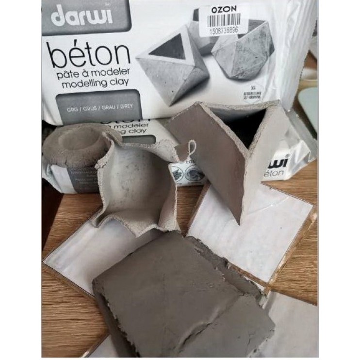 Глина самозатвердевающая Darwi "Beton" серая, 1000г