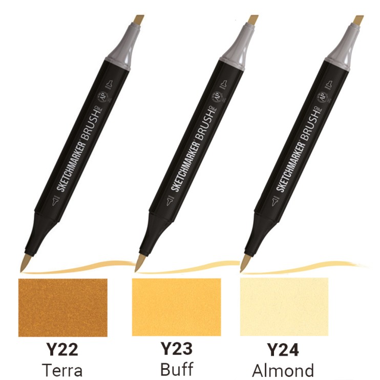 Комплект двусторонних маркеров Sketchmarker "Brush" 3 штуки (№Y22, Y23, Y24)
