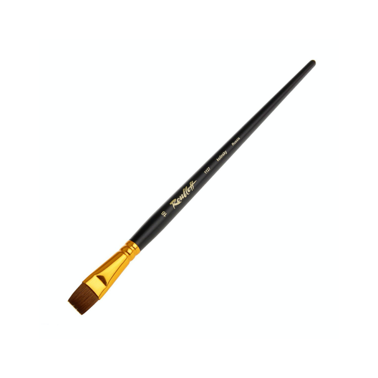 Кисть плоская колонок "1127" №18 с укороченной вставкой, длинная ручка