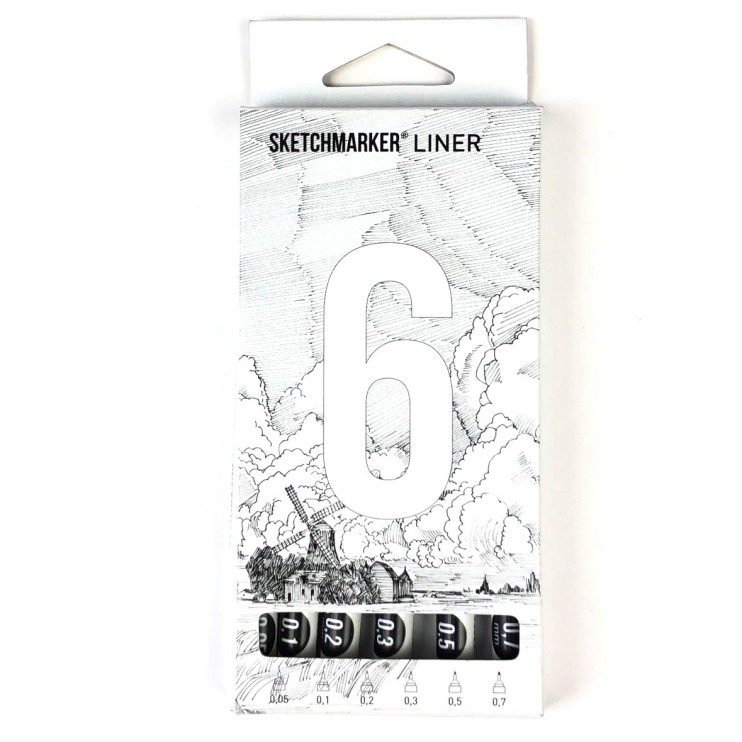 Набор капиллярных ручек "Sketchmarker" 6 штук (0.05, 0.1, 0.2, 0.3, 0.5, 0.7мм)