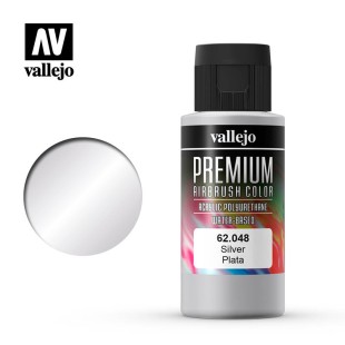Краска для аэрографии Vallejo "Premium" цвет 62.048 (Silver), 60 мл