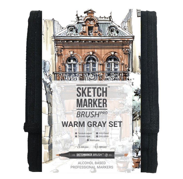 Набор маркеров Sketchmarker Brush "Warm grey" 12 цветов