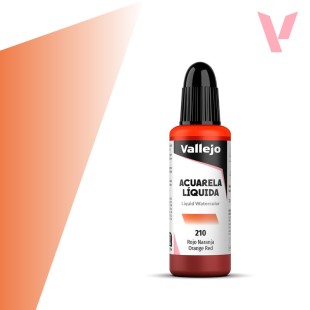 Жидкая акварель Vallejo "Acuarela Liquida" 210 Orange Red, 32 мл