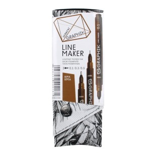 Набор лайнеров Derwent GRAPHIK Line marker , 3 штуки (0,1, 0,3, 0,5), Сепия (2302208)