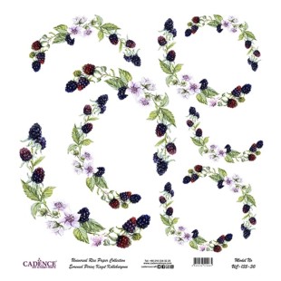 Рисовая декупажная карта Cadence "Black Ground" 30х30см, UC135 ежевика