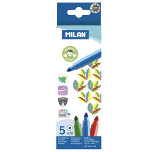 Набор фломастеров Milan "Maxi" 5 цветов, конусообразный наконечник, в картонной упаковке