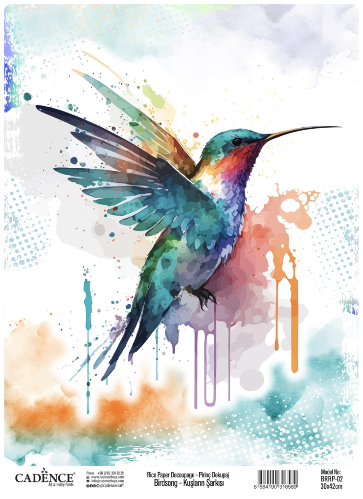 Рисовая декупажная карта "Cadence" 30х42см, BRRP-02 колибри