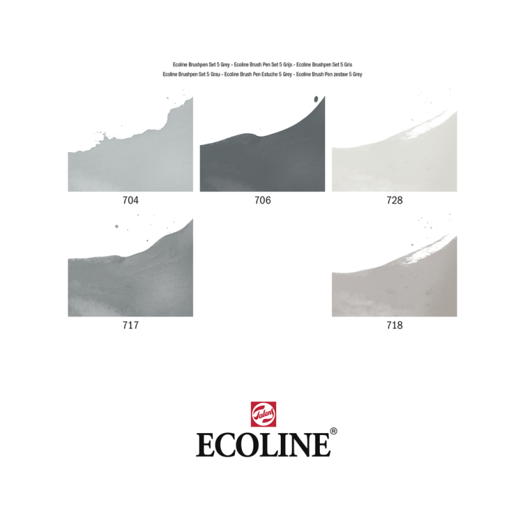 Набор акварельных маркеров "Ecoline" 5 цветов (серые цвета)