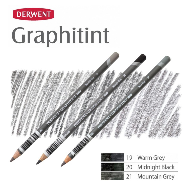 Комплект карандашей акварельных Derwent "Graphitint" Серые оттенки (№21, 20, 19)