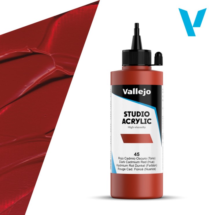 Акрил Vallejo "Studio" 45 Dark Cadmium Red (Кадмий темно-красный), 200мл