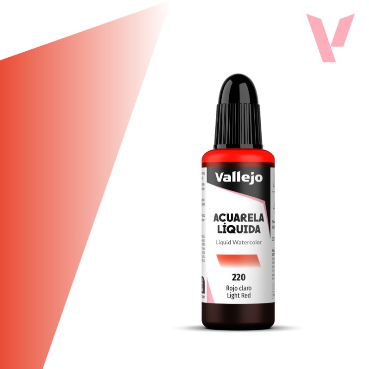 Жидкая акварель Vallejo "Acuarela Liquida" 220 Light Red, 32 мл