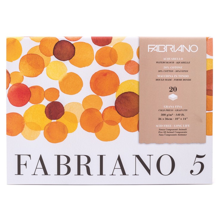 Склейка для акварели Fabriano "Fabriano 5" 26x36см, 20л, 300гр/м² (Cold pressed)